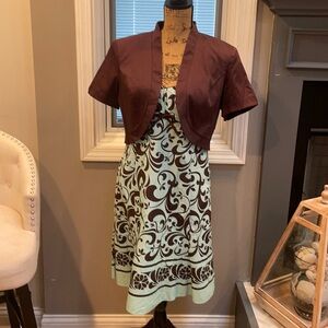 Brown and teal summer dress.